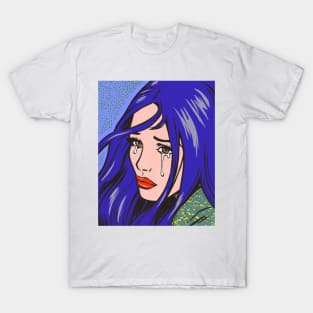 Blue Crying Comic Girl T-Shirt